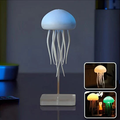 Lampe méduse Lumipur avec base et support modèle blanc fond sombre bureau