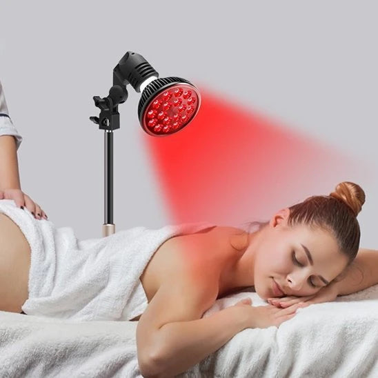 Lampe pour luminothérapie Vitaboost support pince dos femme allongée soin corps — Mon Univers - Mes Lumières