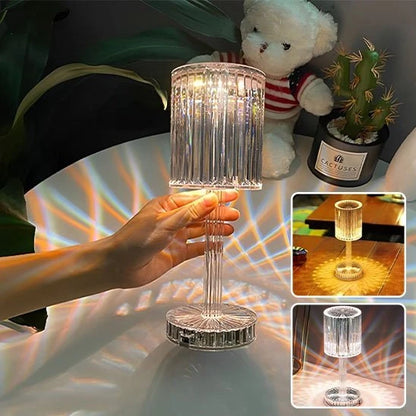 Lampe tactile LED cristal vue de dessus base ronde projections — Mon Univers - Mes Lumières