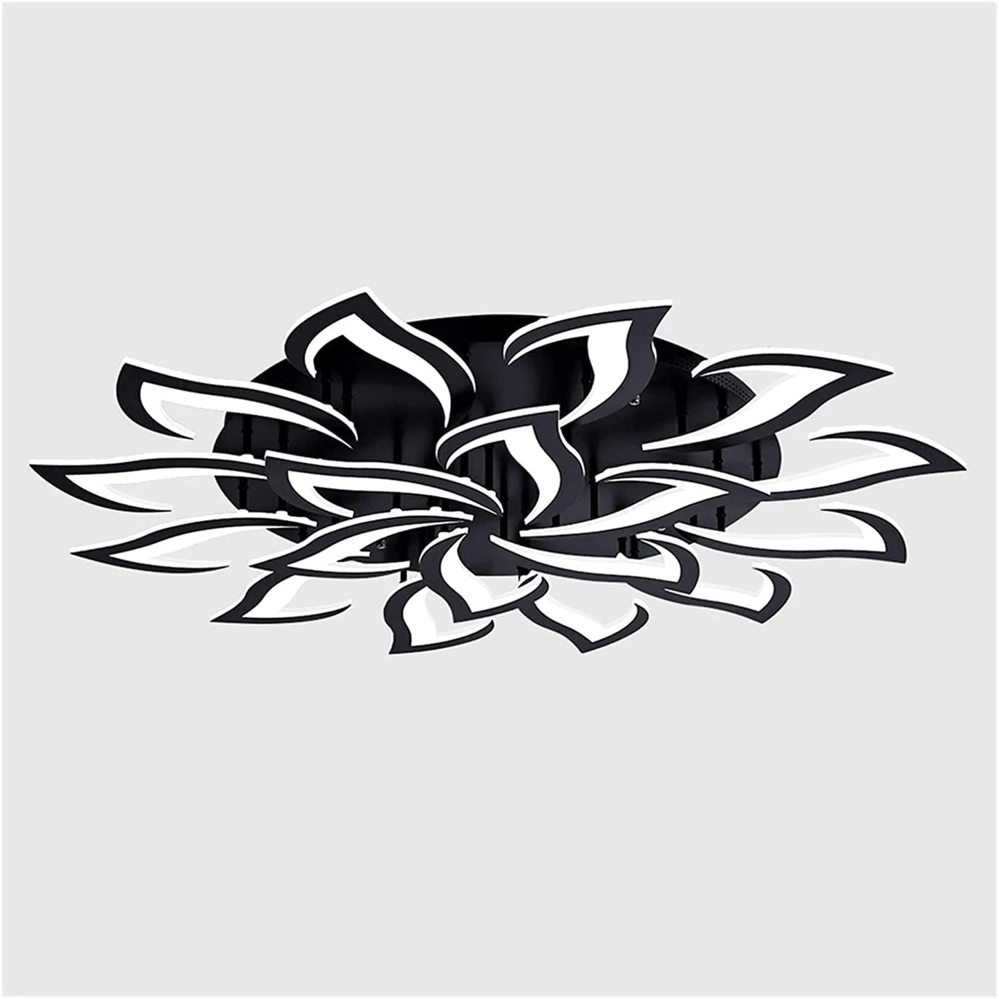 Lustre LED FloraLux Noir installé salon éclairage ambiance chaleureuse — Mon Univers - Mes Lumières