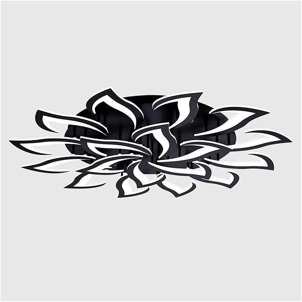 Lustre LED FloraLux Noir installé salon éclairage ambiance chaleureuse — Mon Univers - Mes Lumières