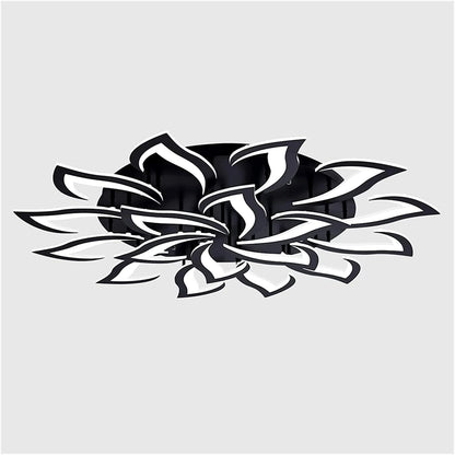 Lustre LED FloraLux Noir installé salon éclairage ambiance chaleureuse — Mon Univers - Mes Lumières