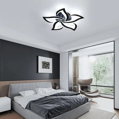 Lustre LED FloraLux Noir contrôle application mobile télécommande ambiance — Mon Univers - Mes Lumières