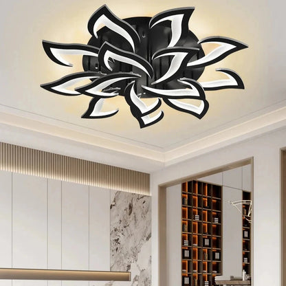 Lustre LED FloraLux Noir détail pétales acrylique finition noire — Mon Univers - Mes Lumières