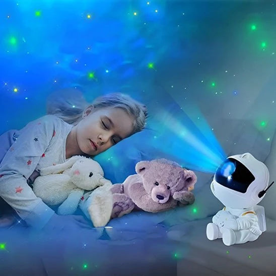 Projecteur LED Astronaute UltraBright enfant couché sous ciel étoilé — Mon Univers - Mes Lumières