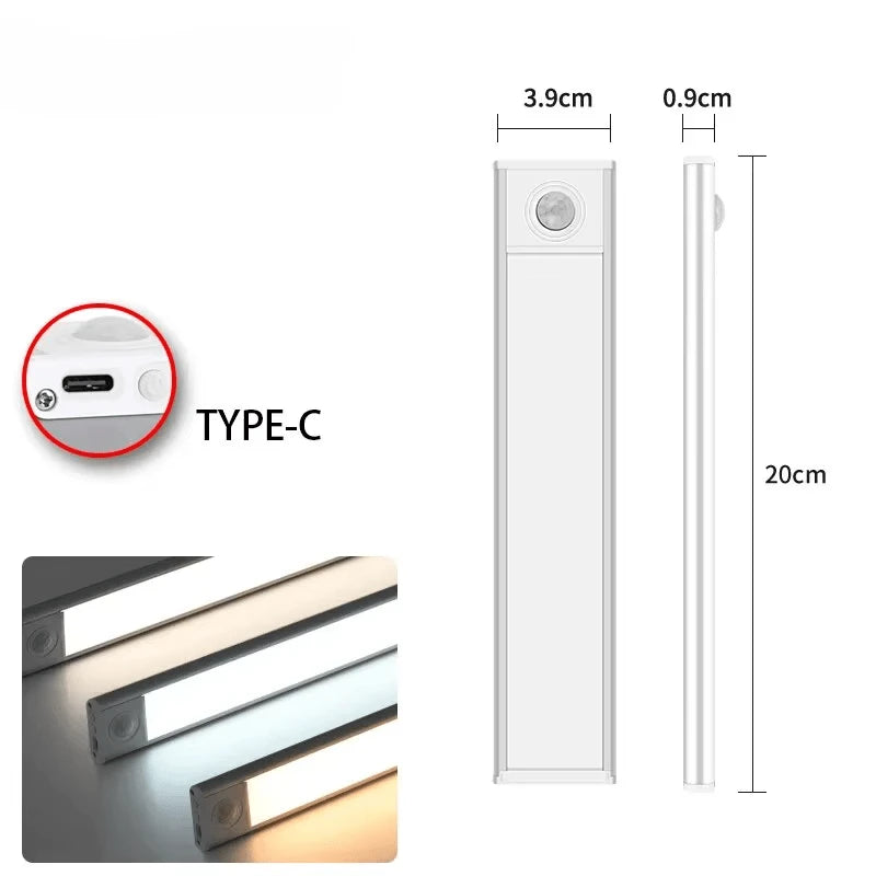 Réglette LED cuisine LuminoPro argentée dimensions 20cm Type-C rechargeable — Mon Univers - Mes Lumières