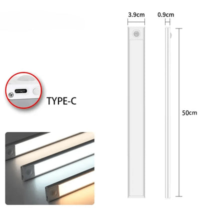 Réglette LED cuisine LuminoPro argentée dimensions 50cm Type-C rechargeable — Mon Univers - Mes Lumières
