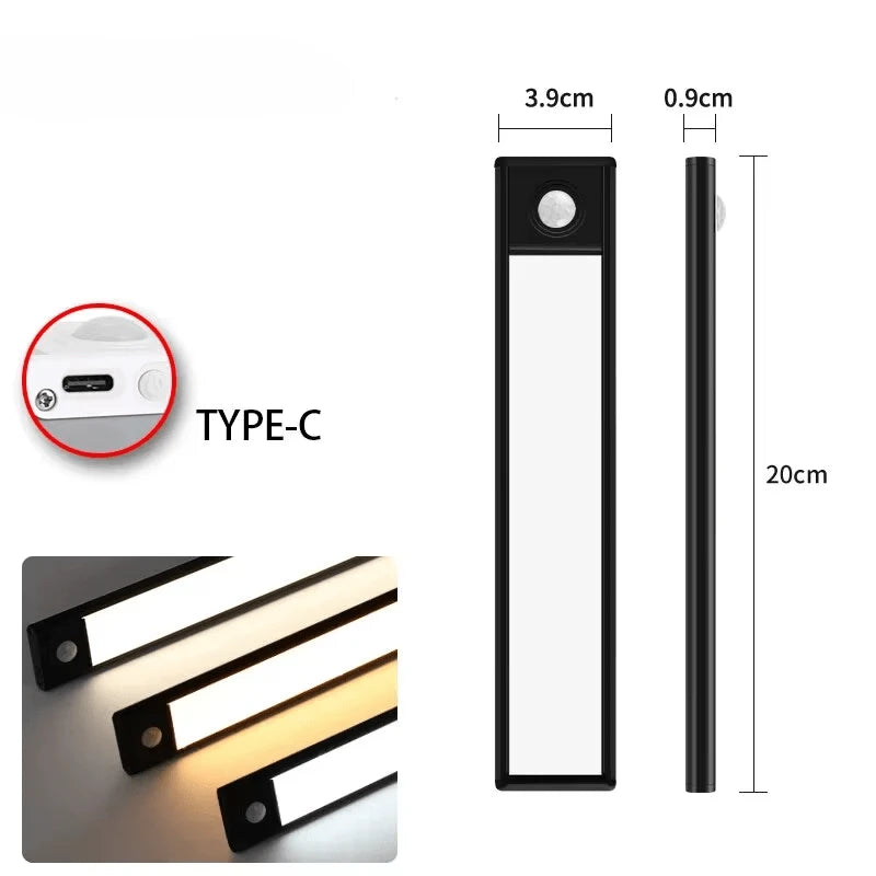 Réglette LED cuisine LuminoPro noire dimensions 20cm Type-C rechargeable — Mon Univers - Mes Lumières