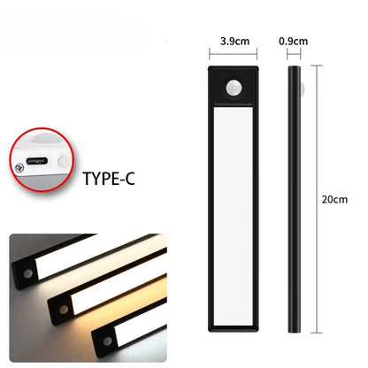 Réglette LED cuisine LuminoPro noire dimensions 20cm Type-C rechargeable — Mon Univers - Mes Lumières
