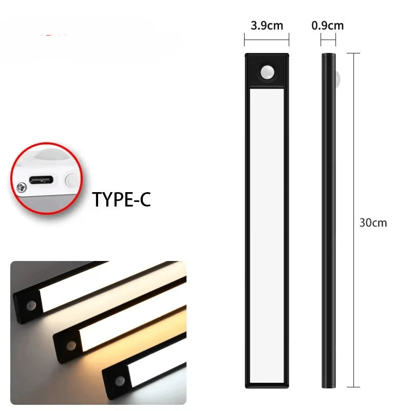 Réglette LED cuisine LuminoPro noire dimensions 30cm Type-C rechargeable — Mon Univers - Mes Lumières