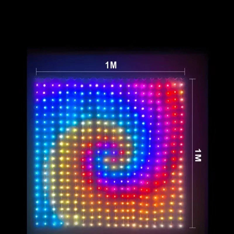 Rideau LED ColorSync format 1M x 1M spirale multicolore dimensions — Mon Univers - Mes Lumières