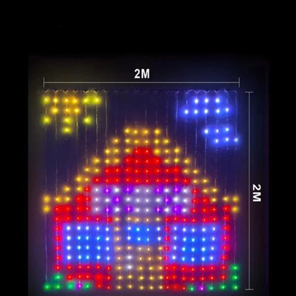 Rideau LED ColorSync format 2M x 2M motif Père Noël multicolore dimensions — Mon Univers - Mes Lumières