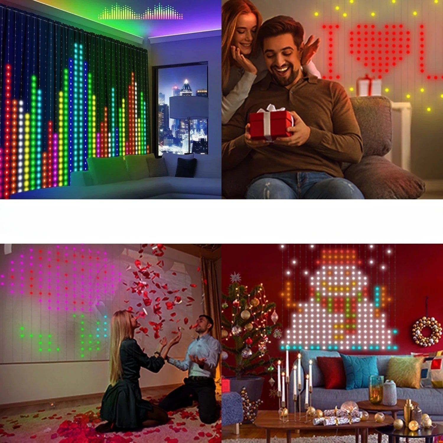 Rideau LED ColorSync motif cœur rouge rose personnalisé app DIY — Mon Univers - Mes Lumières
