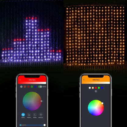Rideau LED ColorSync motif château blanc rouge extérieur lumière chaude app — Mon Univers - Mes Lumières