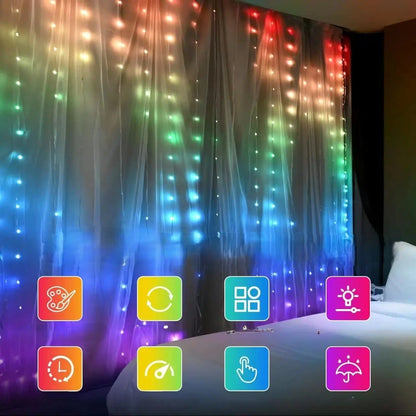 Rideau LED SmartGlow ambiance chambre Cascade RGB multicolores fonctions Mon Univers - Mes Lumières
