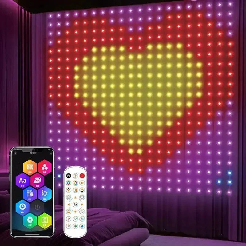 Rideau LED SmartGlow vue d’ensemble 400 LEDs RGB fond sombre Mon Univers - Mes Lumières
