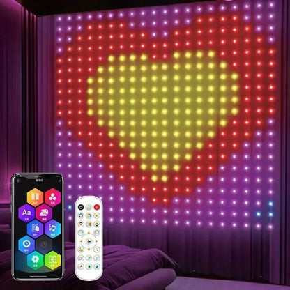 Rideau LED SmartGlow vue d’ensemble 400 LEDs RGB fond sombre Mon Univers - Mes Lumières
