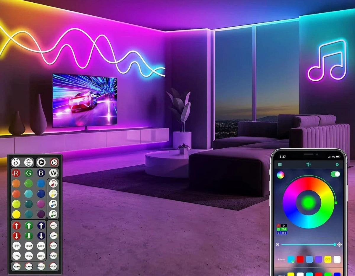 Salon moderne bande LED RGB ambiance intérieure