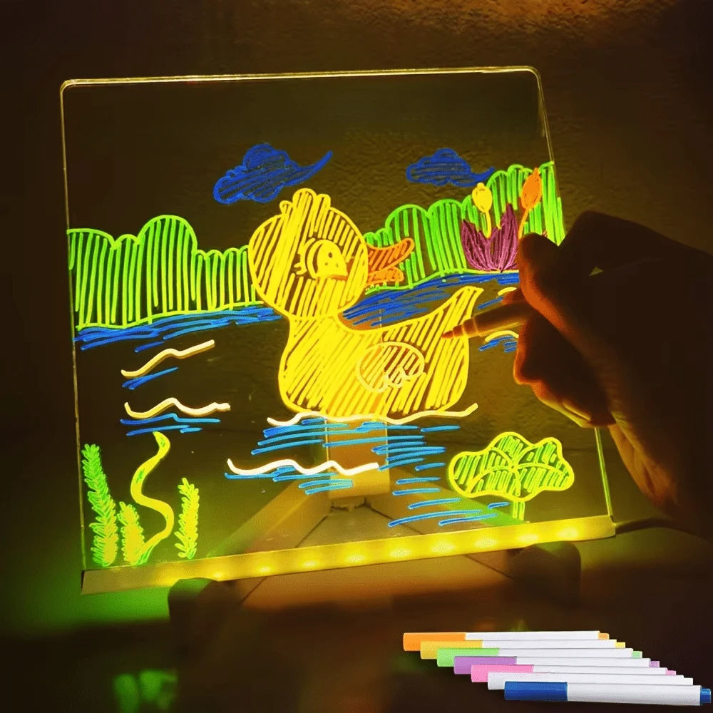 Tableau LED lumineux enfant MagicDraw dessin créatif 7 couleurs effaçable — Mon Univers - Mes Lumières