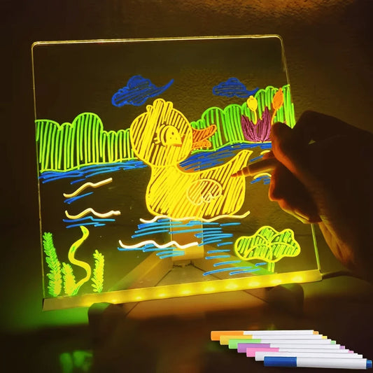 Tableau LED lumineux enfant MagicDraw dessin créatif 7 couleurs effaçable — Mon Univers - Mes Lumières