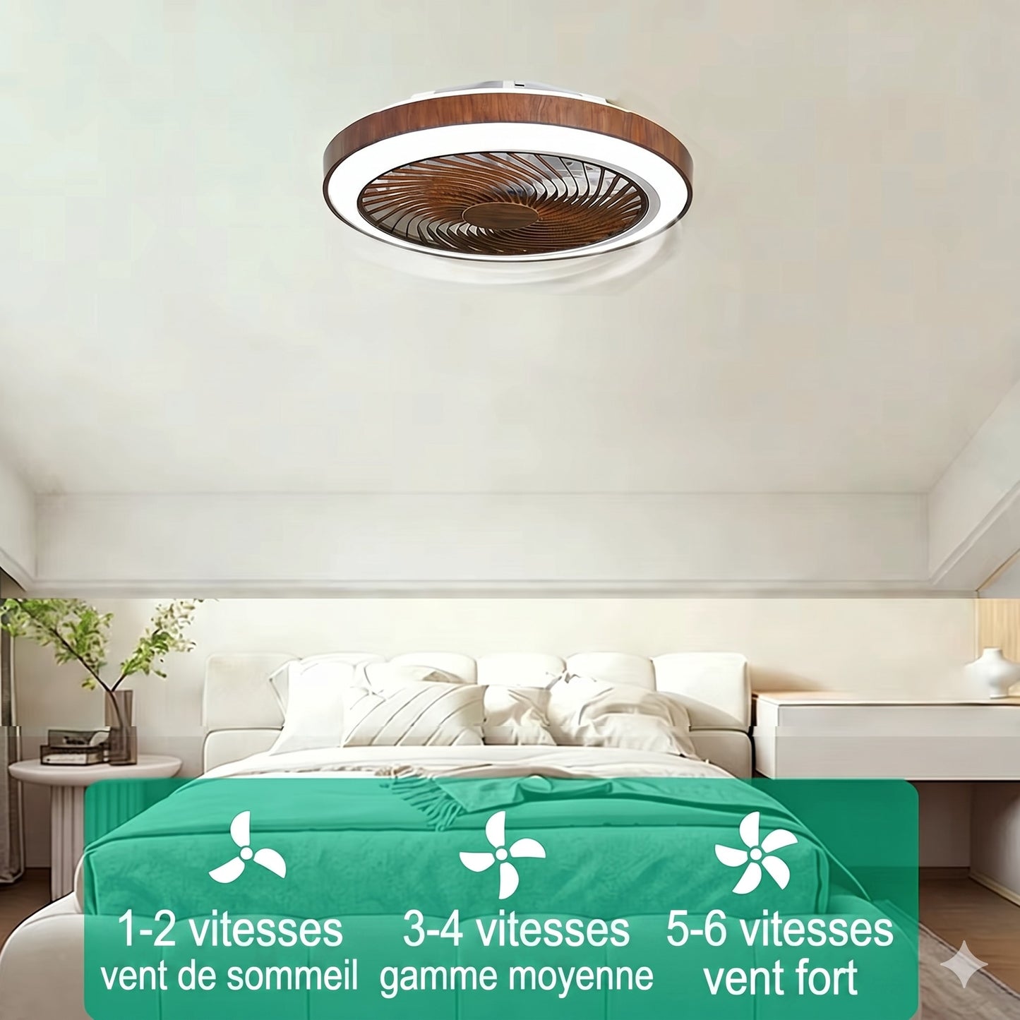 Ventilateur de plafond intelligent avec télécommande | Silencieux