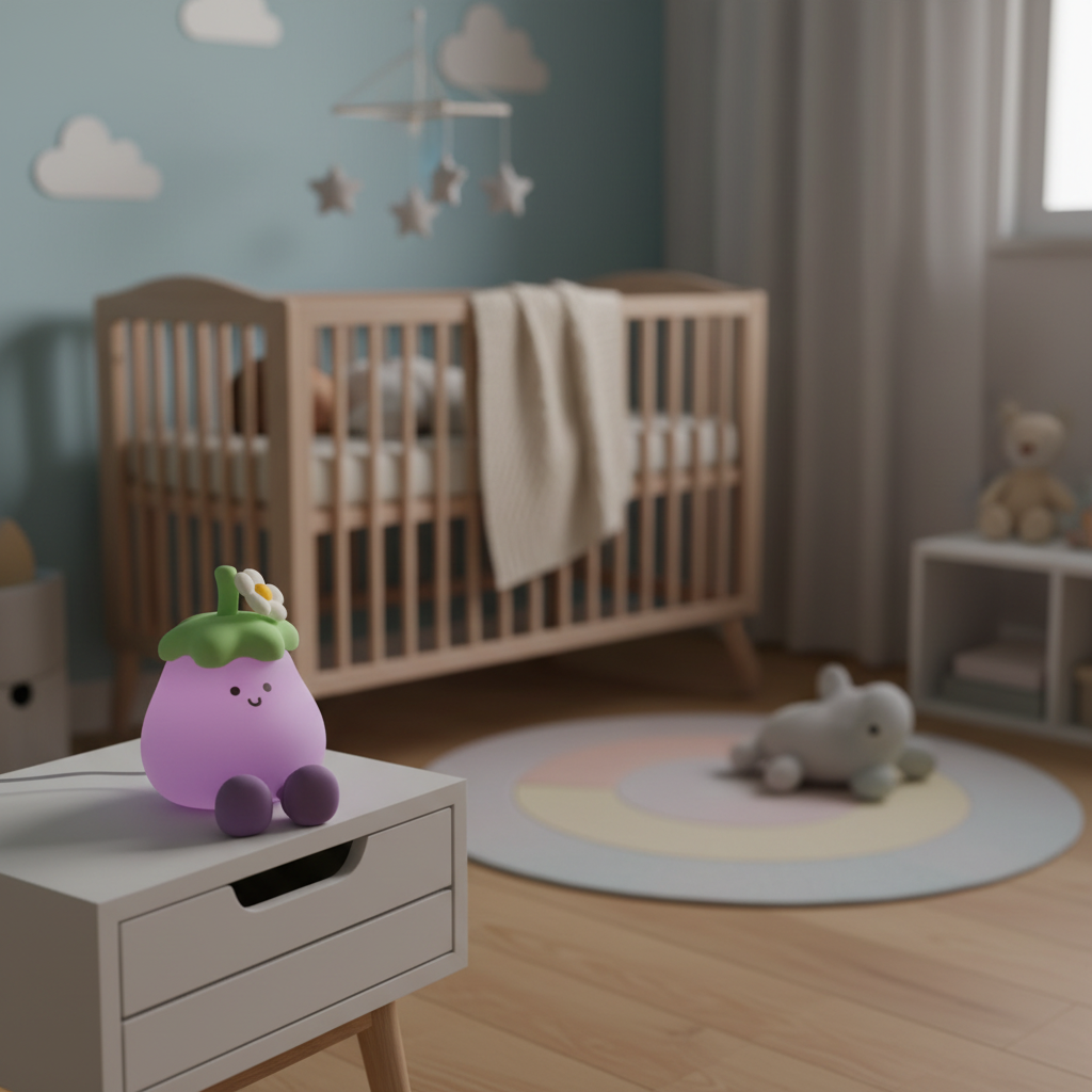 Veilleuse LumiBuddy Aubergine - Mise en situation chambre bébé