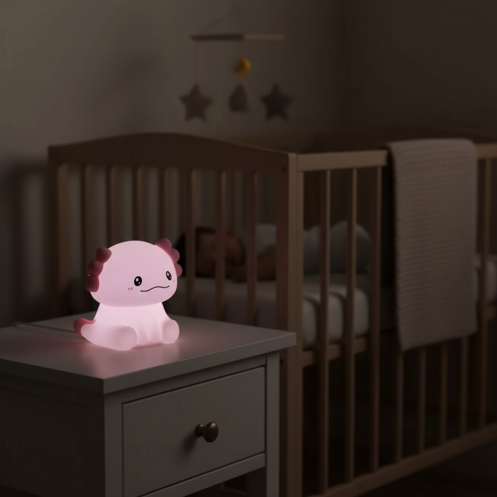 Veilleuse LumiBuddy Axolot lumière rose table de chevet chambre bébé nuit — Mon Univers - Mes Lumières