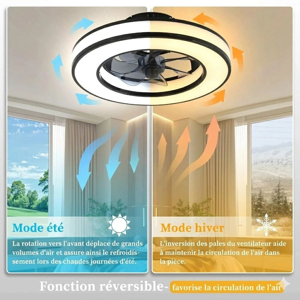 Ventilateur de Plafond RGB SilentBreeze fonction réversible mode été et hiver circulation air — Mon Univers - Mes Lumières