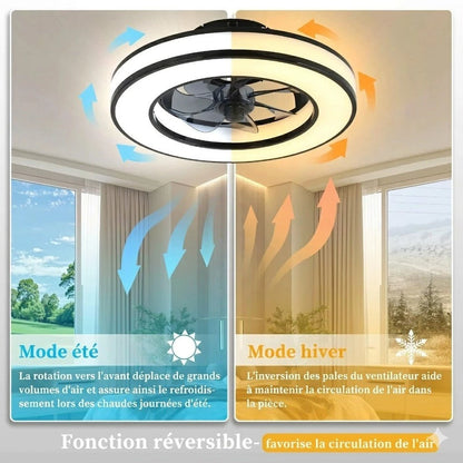 Ventilateur de Plafond RGB SilentBreeze fonction réversible mode été et hiver circulation air — Mon Univers - Mes Lumières