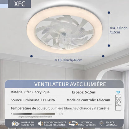 Ventilateur de Plafond Silencieux LED 48 cm coloris blanc vue produit — Mon Univers - Mes Lumières