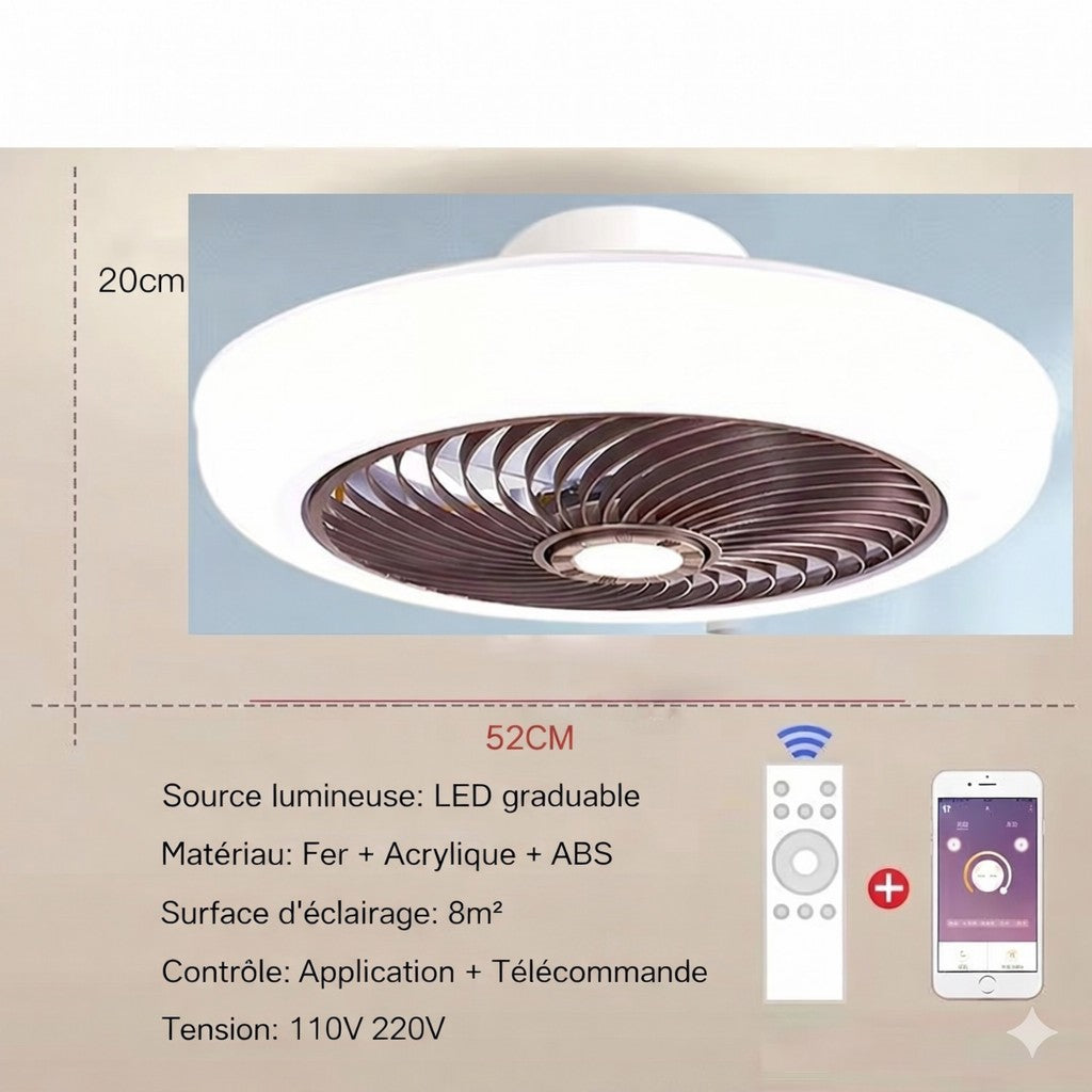 Ventilateur_de_Plafond_Silencieux_LED_coloris_marron_vue_produit_52cm_Mon_Univers_Mes_Lumières