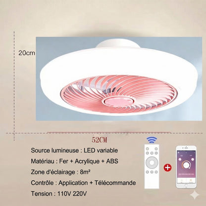 Ventilateur_de_Plafond_Silencieux_LED_coloris_rose_vue_produit_52cm_Mon_Univers_Mes_Lumières