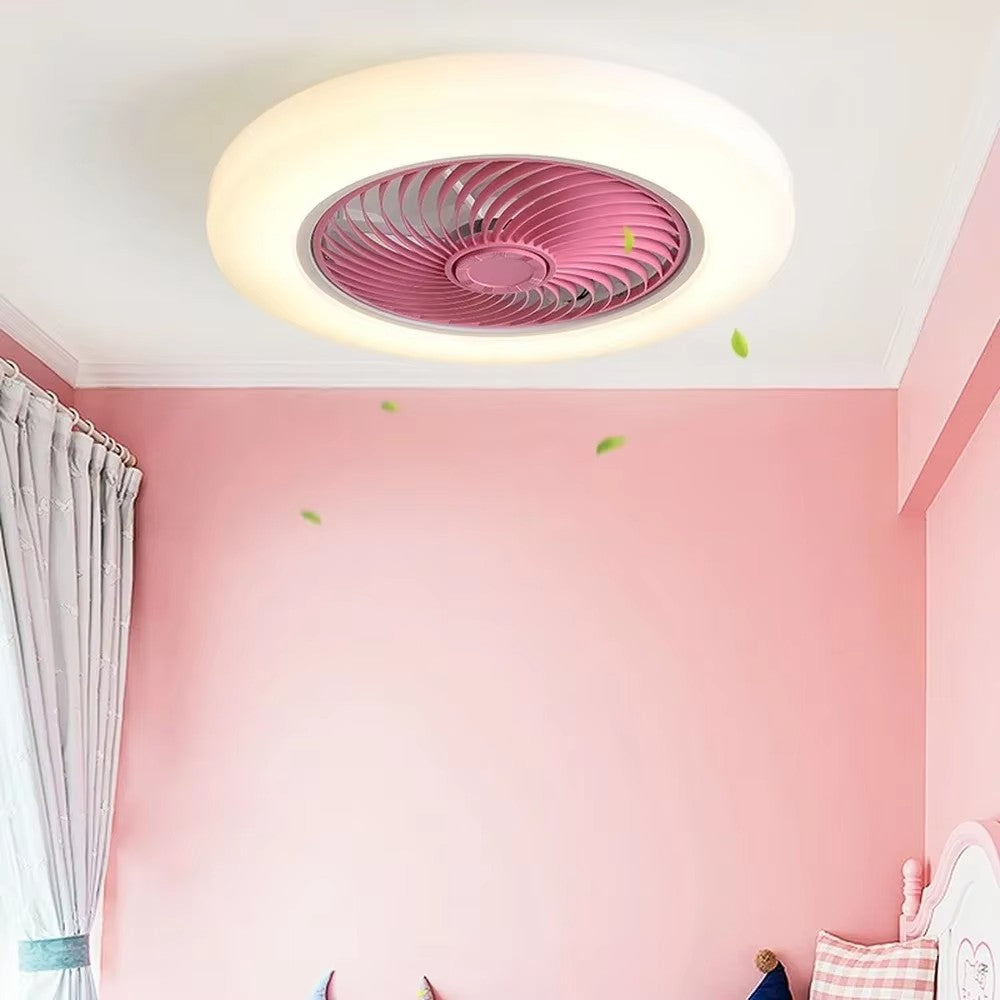 Ventilateur de Plafond Silencieux LED mise en situation chambre rose cosy — Mon Univers - Mes Lumières