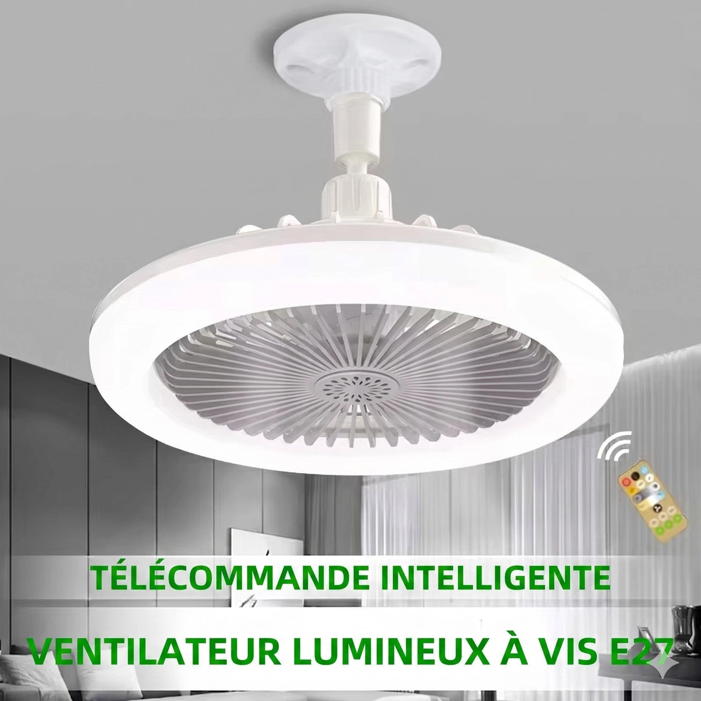 Ventilateur de plafond rotatif LED 3 teintes blanc chaud naturel froid — Mon Univers - Mes Lumières