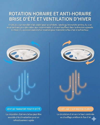 Ventilateur plafond LED blanc télécommande portative 6 vitesses lumière minuterie salon — Mon Univers - Mes Lumières
