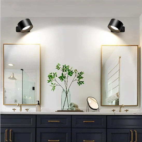 Applique Murale Chambre Design Nocturne Noir pack 2 installées au-dessus miroirs salle de bain — Mon Univers - Mes Lumières