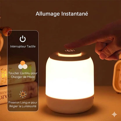 Lampe de chevet tactile LED : 3 intensités réglables