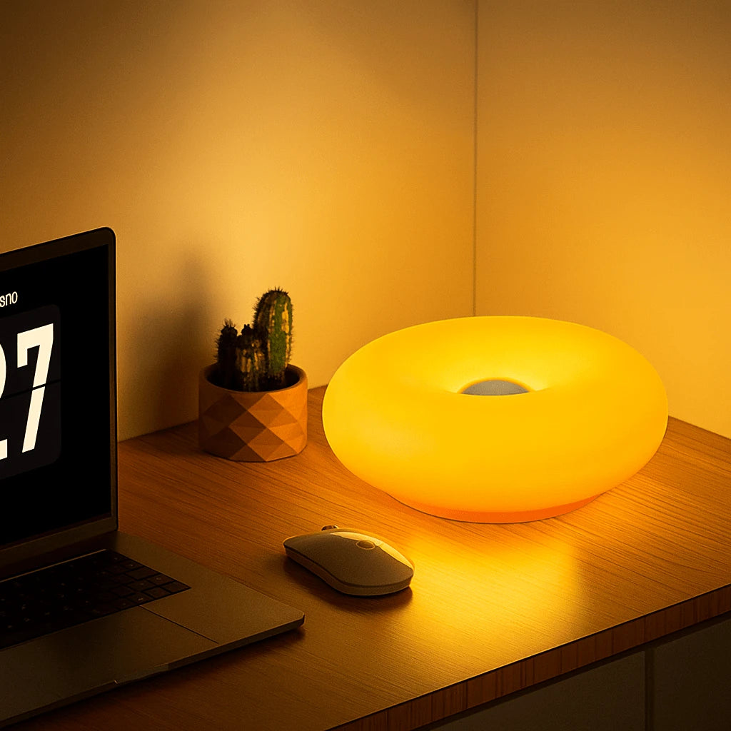 lampe de table donut oranger