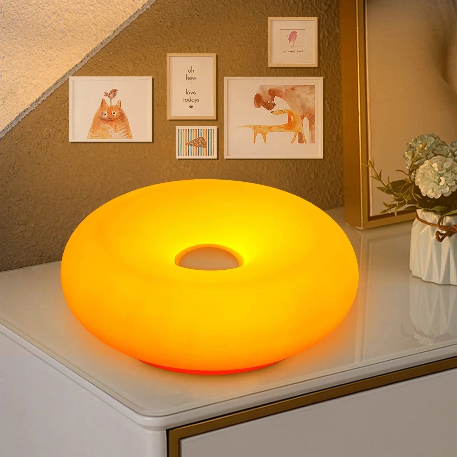 lampe de table donut oranger bureau