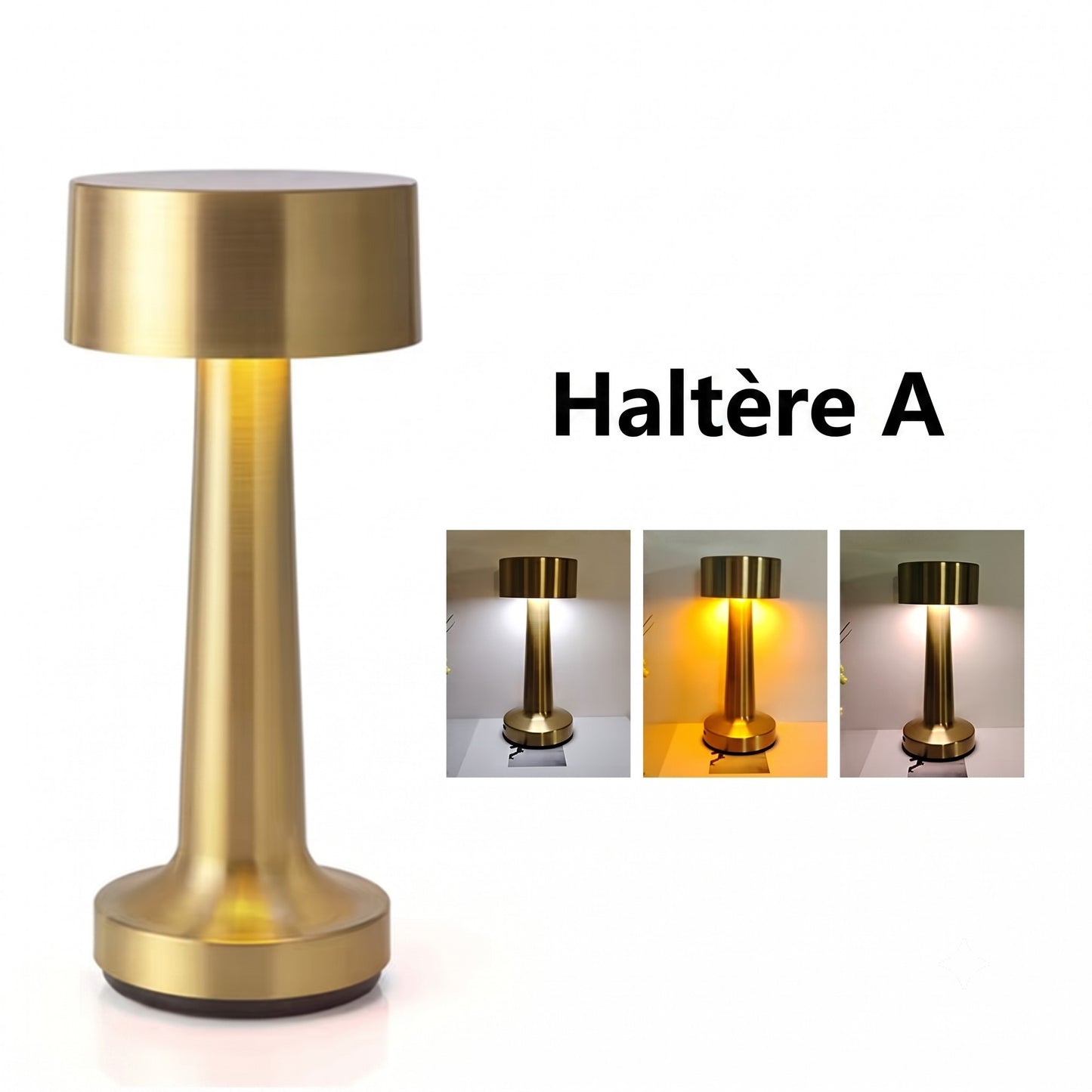Lampe de Table LED Tactile | Design Haltère Doré