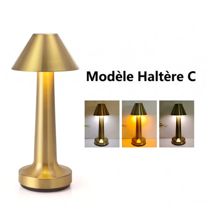 Lampe de Table LED Tactile | Design Haltère Doré