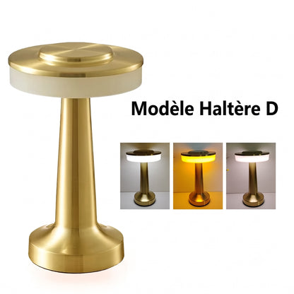 Lampe de Table LED Tactile | Design Haltère Doré