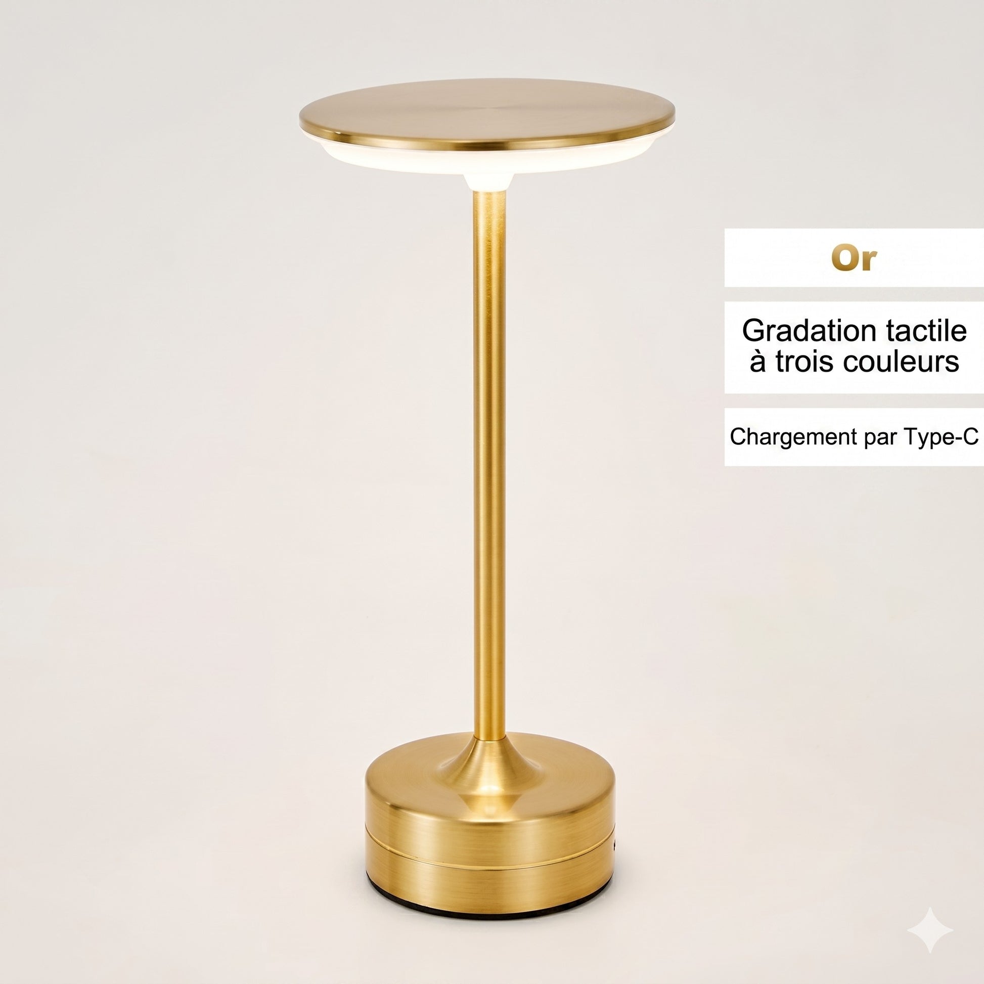 Lampe LED Portable Sans Fil finition dorée salon décoration — Mon Univers - Mes Lumières