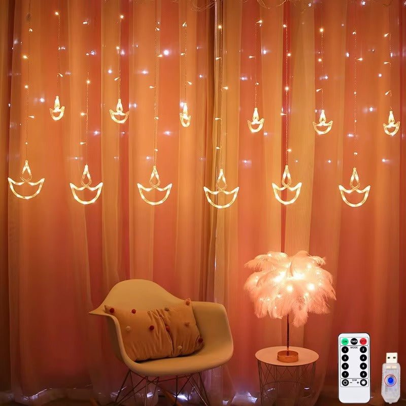 Rideau lumineux Led ambiance Diwali | Féerique - Mon Univers - Mes Lumières
