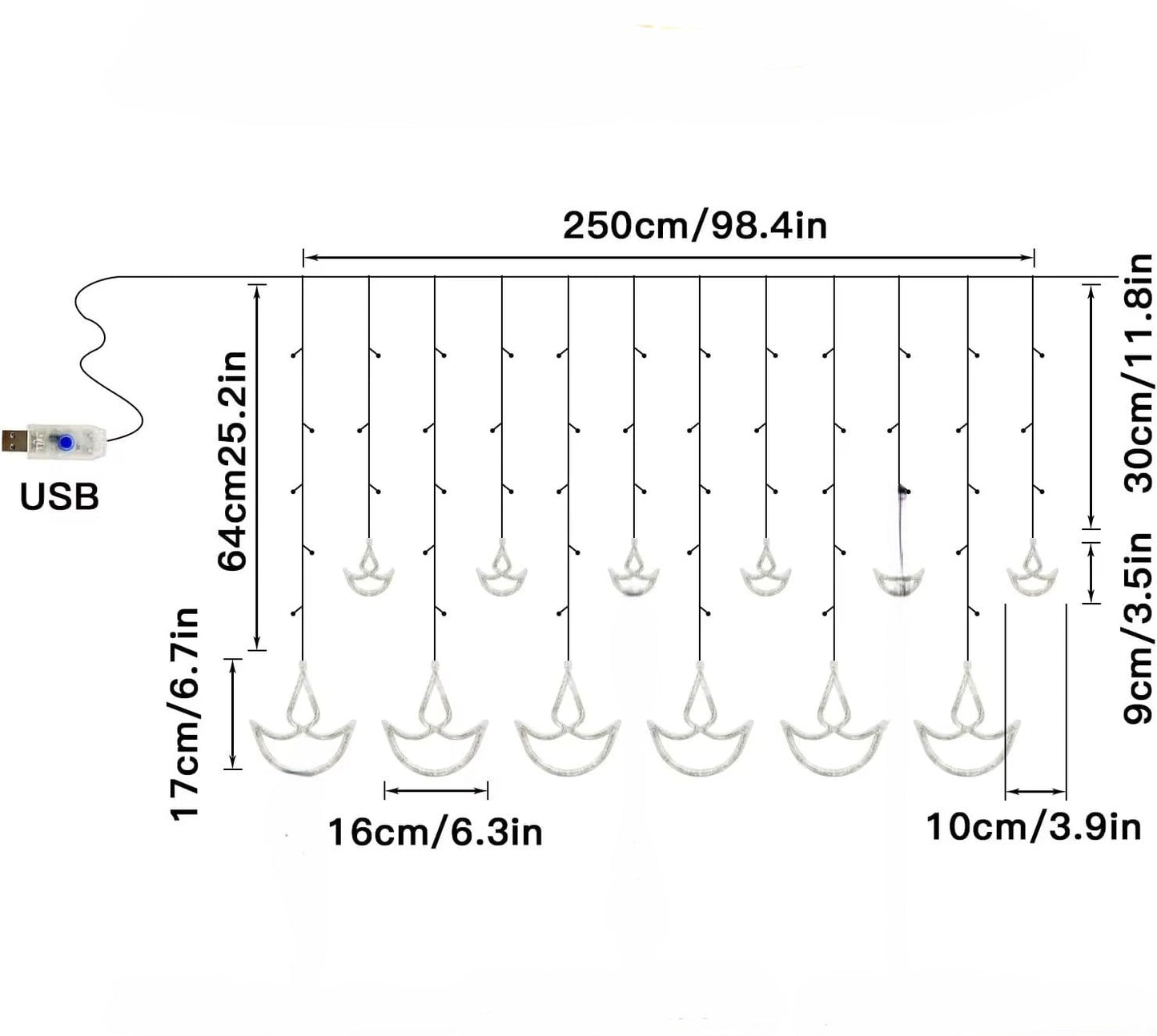 Rideau lumineux Led ambiance Diwali | Féerique - Mon Univers - Mes Lumières