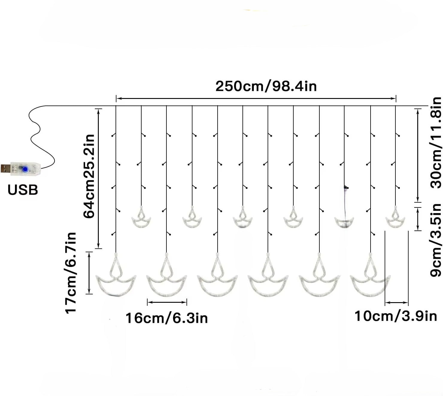 Rideau lumineux Led ambiance Diwali | Féerique - Mon Univers - Mes Lumières