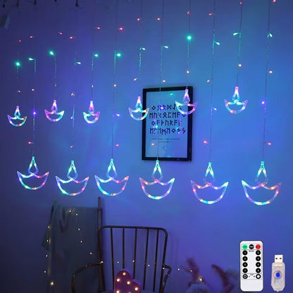 Rideau lumineux Led ambiance Diwali | Féerique - Mon Univers - Mes Lumières